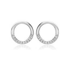 14 karaat witgouden stud oorbellen 20 Diamanten 0.09ct.