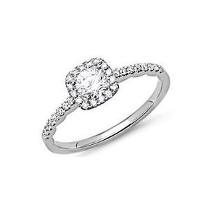 Halo ring 14 karaat witgoud met Diamanten
