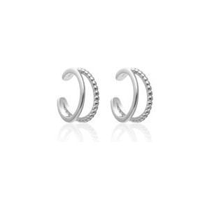 Dames oorbellen met dubbele rij in 925 sterling zilver