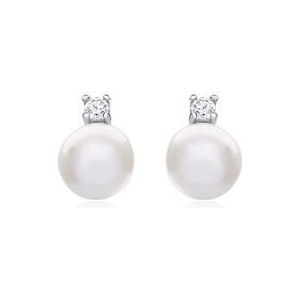925 sterling zilveren parel stud oorbellen met Zirkonia