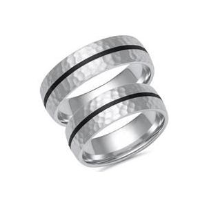 Witgouden of platina trouwringen met carbon