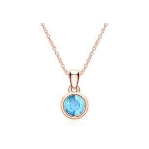 14 karaat roségouden ketting met blauwe Topaas