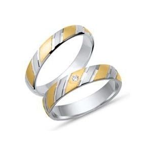 Trouwringen 8 karaat geel witgoud met Diamant