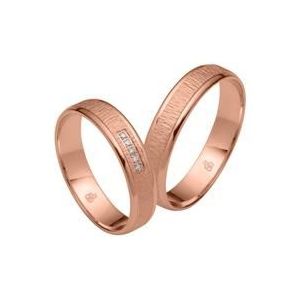 Trouwringen in roségoud met 5 Diamanten