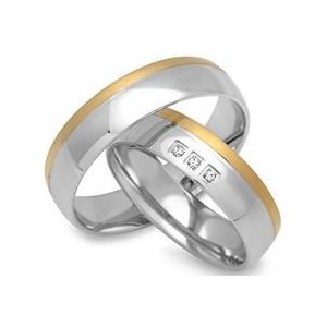 Trouwringen 14 karaat geel-witgoud 3 briljanten