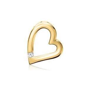 14 karaat geelgouden hanger hart Diamant 0.034 ct.