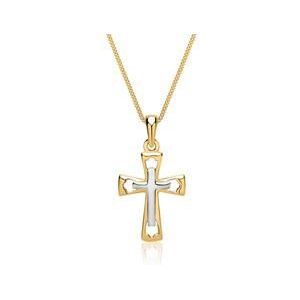Kruis ketting: 8 karaat geel witgoud met hanger