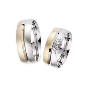 Trouwringen geel en witgoud met Diamanten breedte 7,5 mm