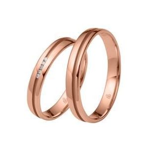 Trouwringen in roségoud met 5 Diamanten