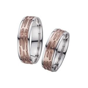 Trouwringen rood en witgoud breedte 6 mm