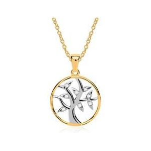 Ketting boom des levens hanger 8 karaat goud tweekleurig