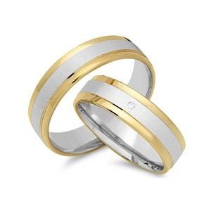 Trouwringen 8 karaat geel witgoud met Diamant