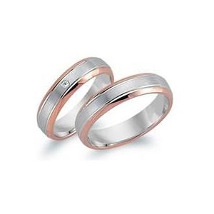 Trouwringen 8 karaat wit-roze goud met Diamant