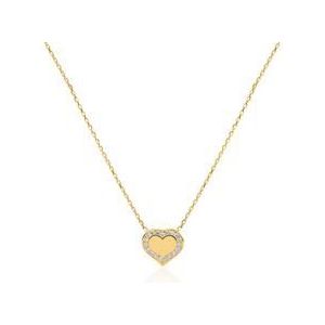 Gegraveerde hart ketting voor dames in 9 karaat goud met Zirkonia