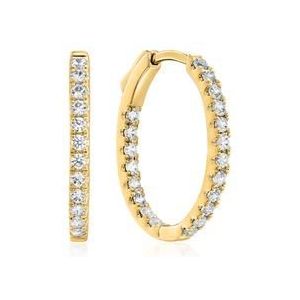 Ovale dames oorbellen in geelgoud met diamant