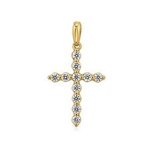 Gouden kruis hanger met lab gekweekte diamanten