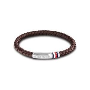 Intervowen gevlochten leren armband met roestvrij staal voor heren