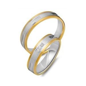 Trouwringen 14 karaat geel-witgoud 3 briljanten