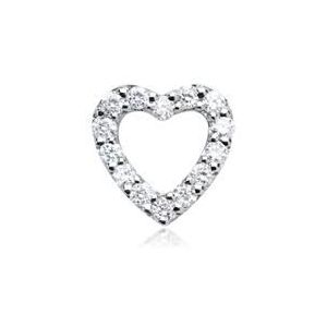 14 karaat witgouden hanger hart 14 Diamanten