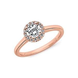 Halo diamanten ring in roségoud voor dames, graveerbaar