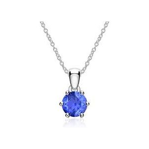 Ketting in 14 karaat witgoud met Saffieren hanger