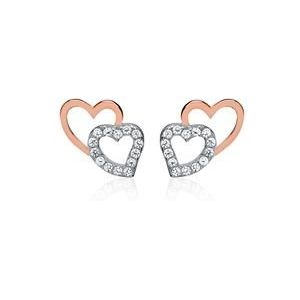 Hart oorbellen 925 sterling zilver roségoud Zirkonia