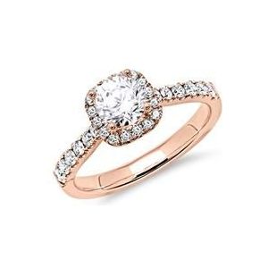 14 karaat roségouden halo ring met Diamanten