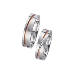 Trouwringen rood en wit goud met Diamanten breedte 5,5 mm