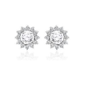 Halo diamanten oorbellen in witgoud of platina