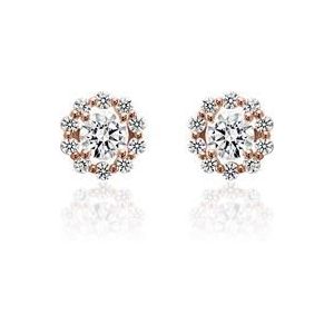 Roségouden halo oorbellen met labgekweekte diamanten