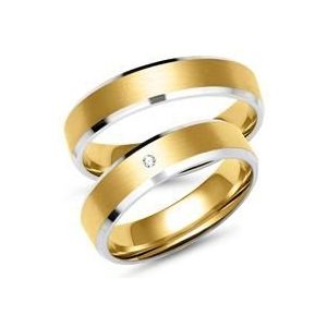 Trouwringen in geel- en witgoud met Diamant