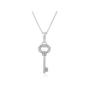 Witgouden ketting met sleutelhanger, diamanten