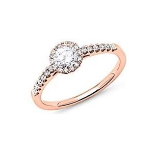 18 karaat roségouden halo ring met Diamanten