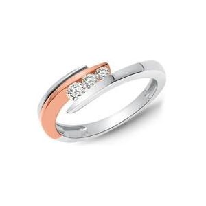 Damesring 14 karaat witgoud 3 Diamanten 0.155 ct.