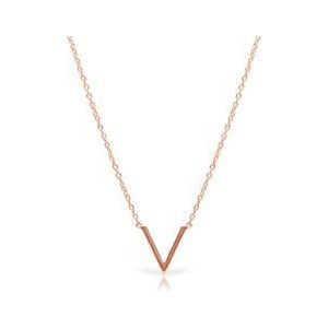 Ketting v-vormige hanger zilver roségoud verguld
