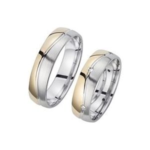 Trouwringen geel en witgoud met Diamanten breedte 5,5 mm