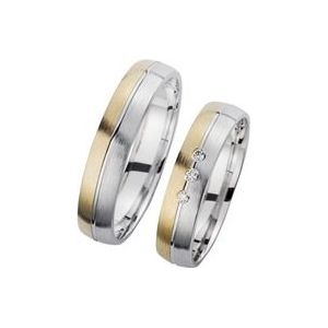 Trouwringen geel en witgoud met Diamanten breedte 4,5 mm