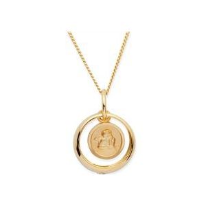 8 karaat gouden doopring Zirkonia engel hanger
