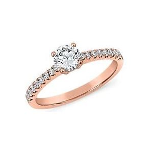 Gegraveerde verlovingsring met diamanten in roségoud