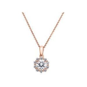 Ketting met halo diamanten hanger in roségoud