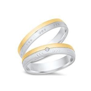 Trouwringen 8 karaat geel witgoud met Diamant