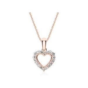 Hart ketting in 18 karaat roségoud met Diamanten
