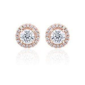 Halo diamanten oorbellen in roségoud