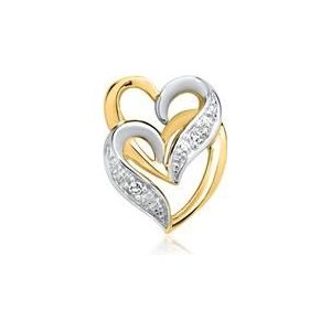 14 karaat geelgouden hanger harten 2 Diamanten