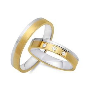Trouwringen 14 karaat geel-witgoud 3 briljanten