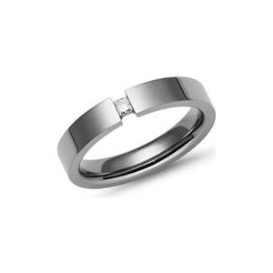 Spanring titanium glanzend met Diamant 0,05 ct