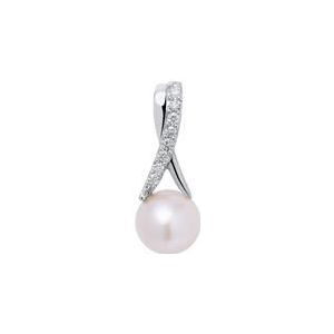 Parelhanger in 14k witgoud met Diamanten