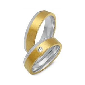 Trouwringen 8k geel-wit goud 16 Diamanten