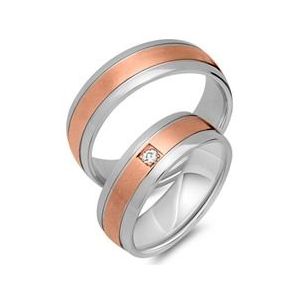 Trouwringen 8 karaat rood-wit goud met Diamant