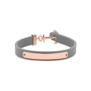 Grijze leren armband signum IP rosegoud graveerbaar